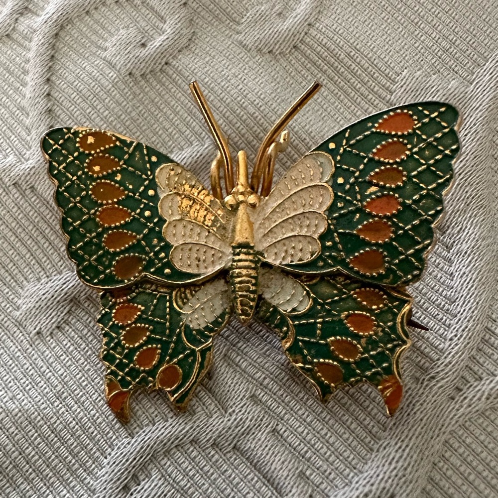 TRENDING Vintage Spanish Enamel Butterfly Brooch